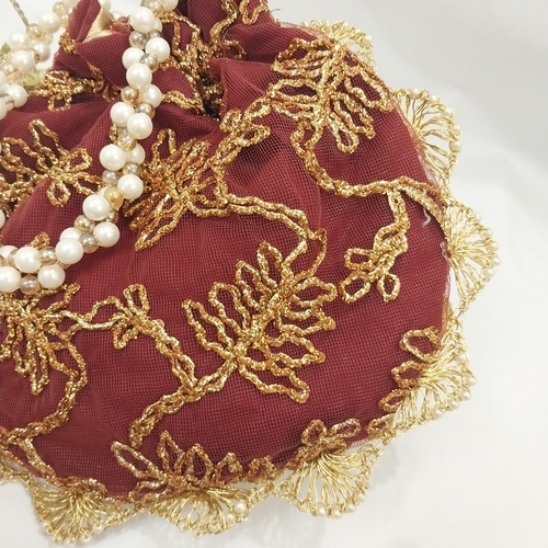 Maroon Pearl Potli